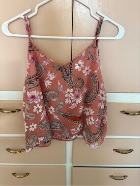 Peach Love California Dusty Rose Paisley Floral Camisole